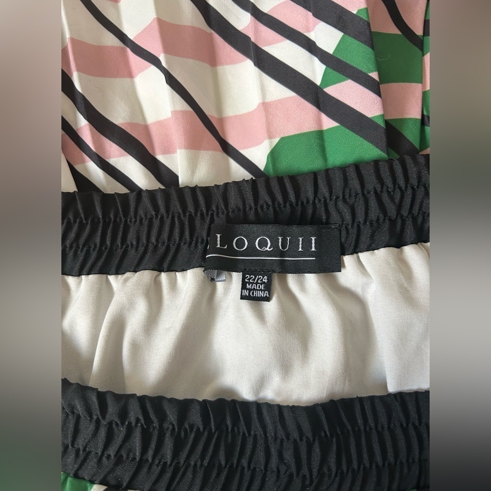 ELOQUII ABSTRACT PRINT PLEATED MIDI SKIRT 22/24 FULLY LINED, ELASTICATED WAIST - Picture 5 of 9